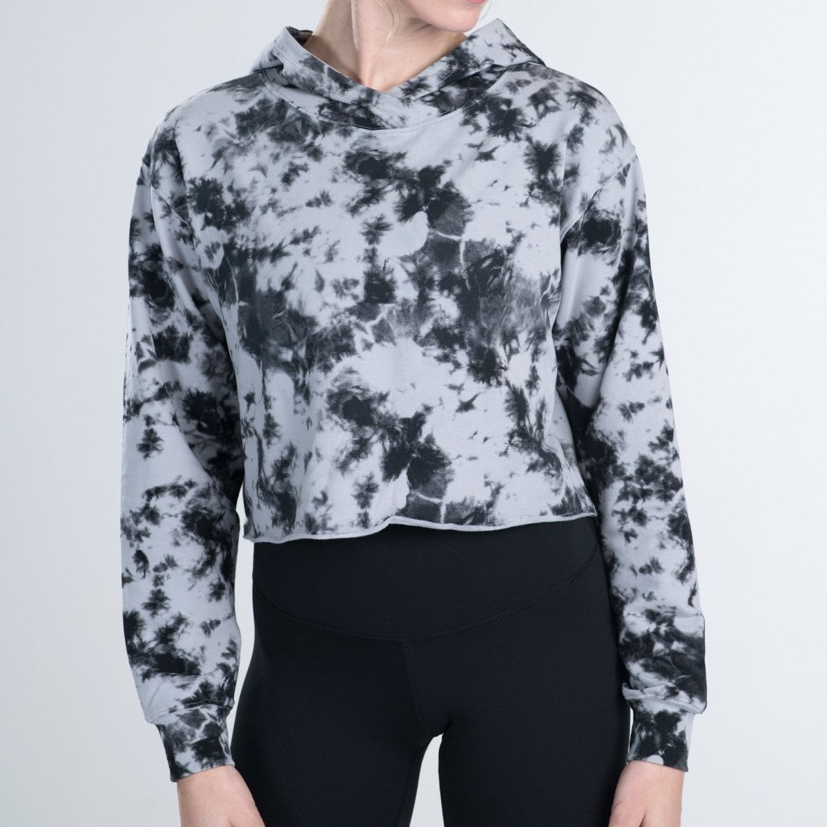 Crop Hoodie Black Photo Tie Dye DYI simplyWORKOUT SIMPLYWORKOUT