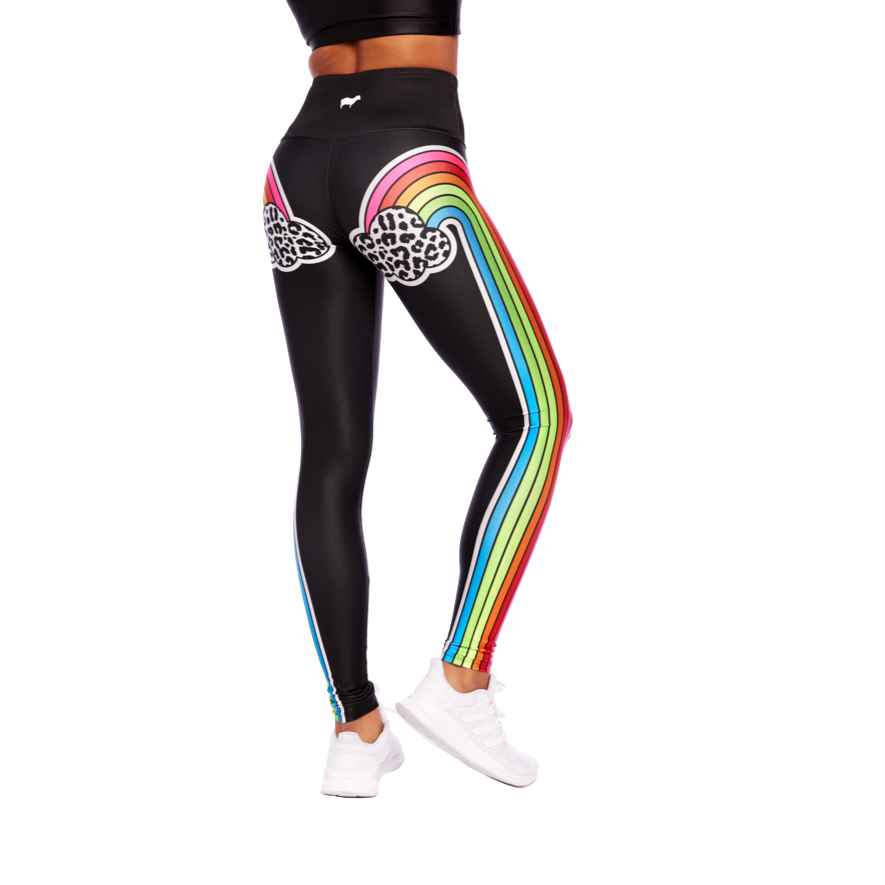 XL Black Victoria Secret PINK Leggings with Rainbow Logo