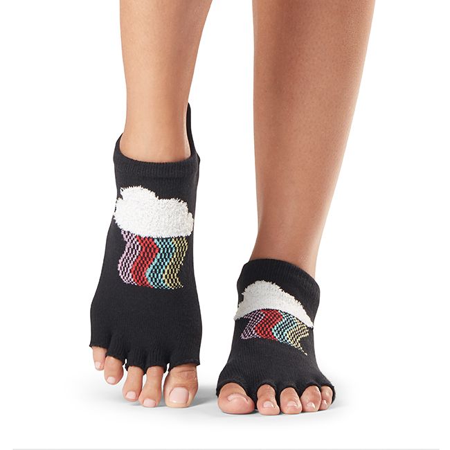 Mato & Hash Toeless Exercise Barefoot Feel Yoga Half Toe Socks With Full  Grip