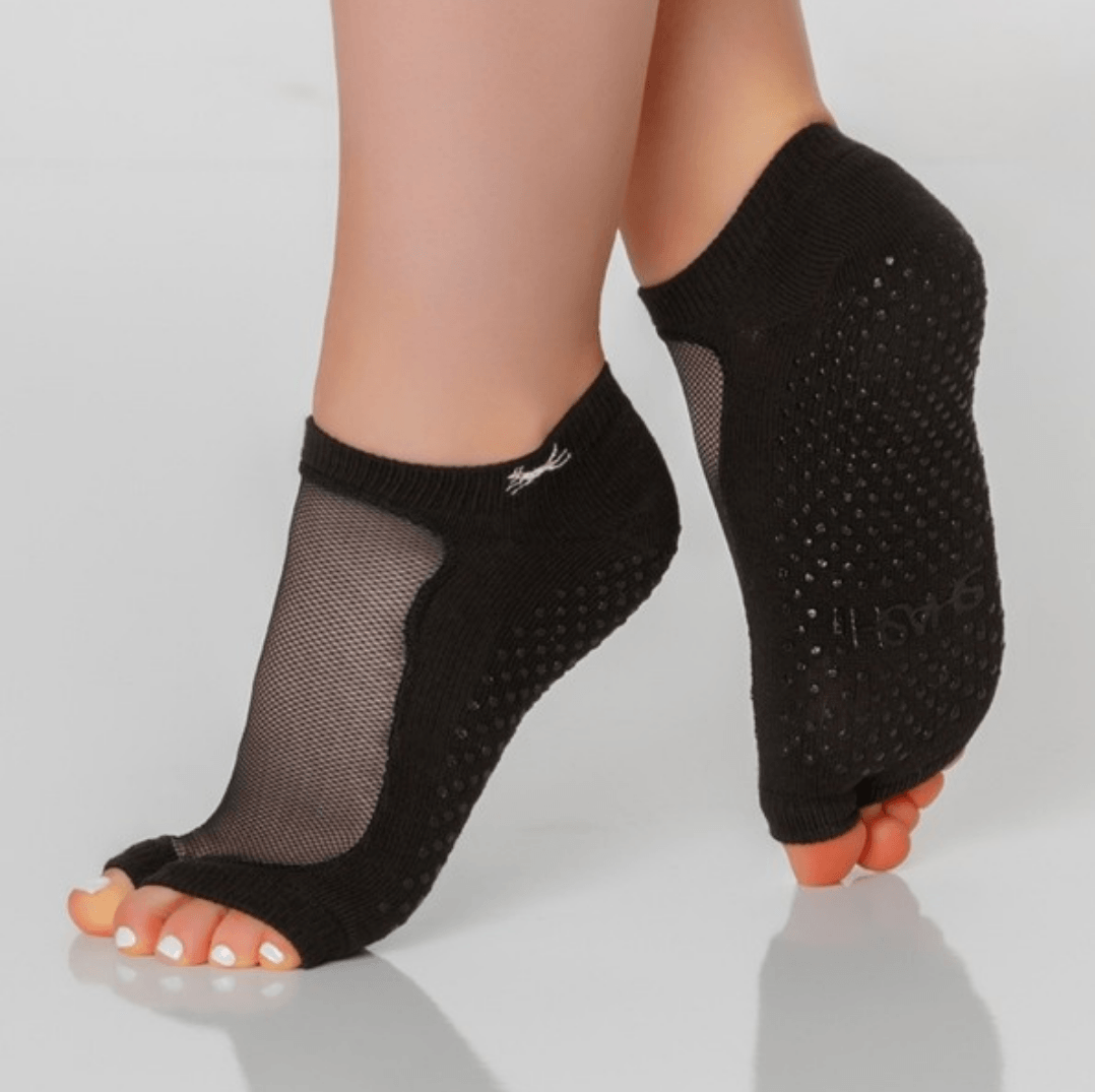 4 Pairs Antislip Toeless Half Toe Socks Cotton Yoga Pilates Barre