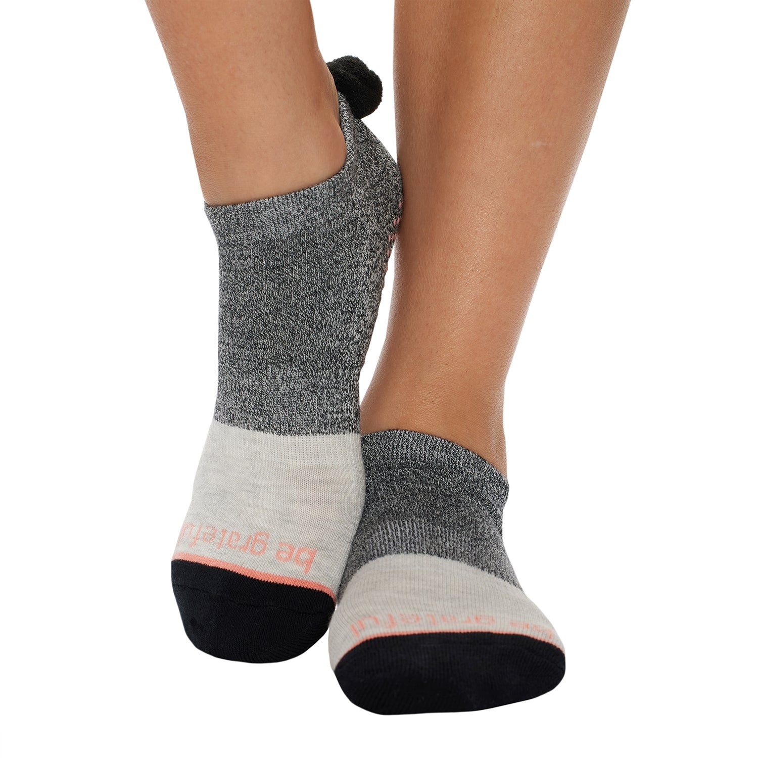 Be Grateful POM POM Ember Grip Socks - Sticky Be - simplyWORKOUT