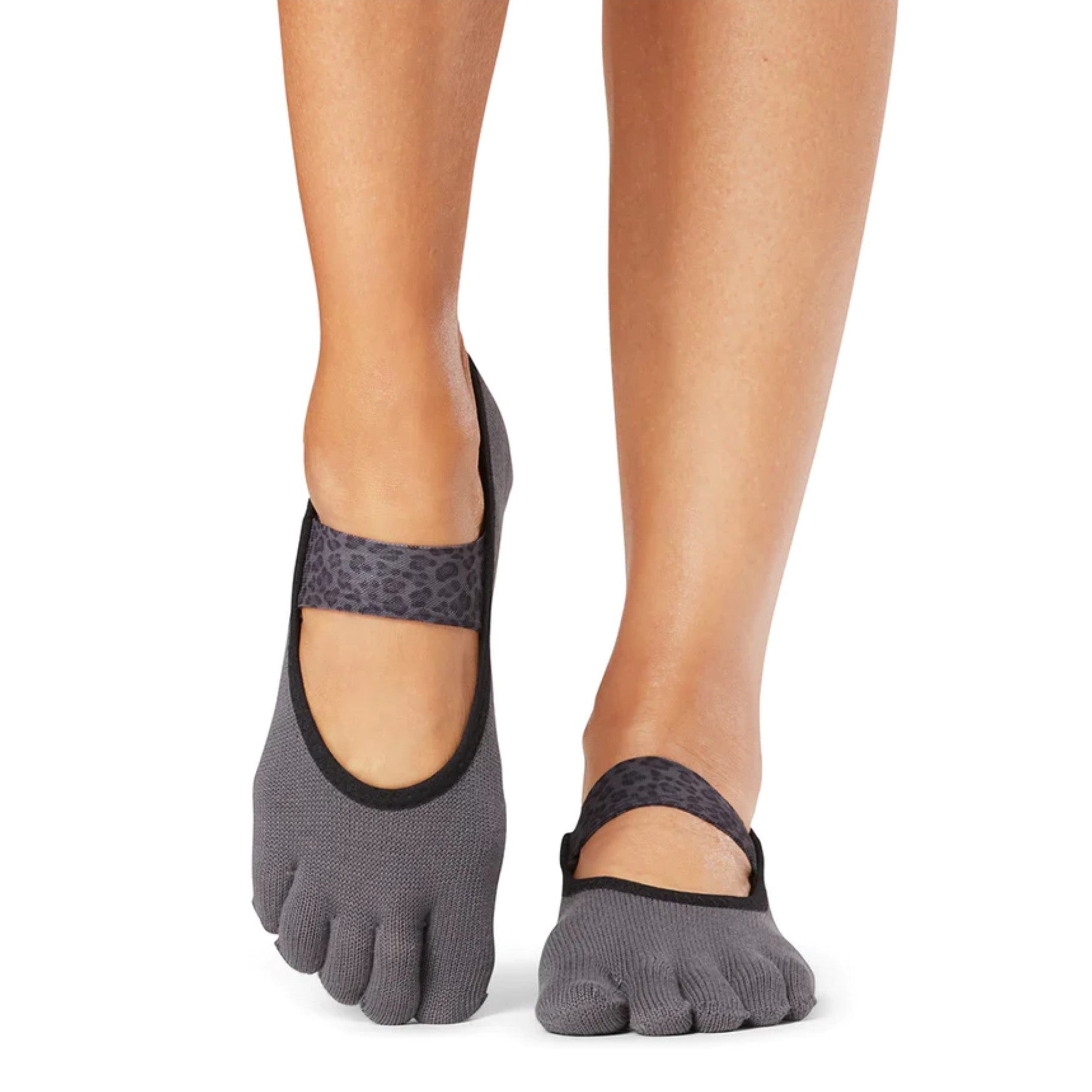 Shop Mia Full Toe in Charcoal Leopard - ToeSox - SimplyWorkout