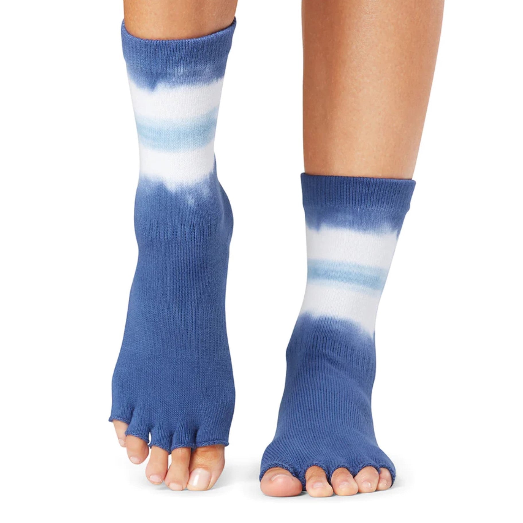 Crew Half Toe - Deepwater Ombre Stripe Grip Socks (Barre / Pilates)