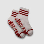 5th Avenue Active Sporty Chic Quarter Crew Red Wine White Grip Socks 1