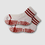 5th Avenue Active Sporty Chic Quarter Crew Red Wine White Grip Socks 2