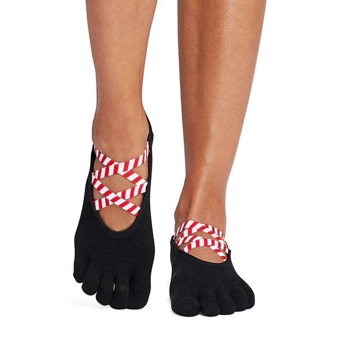 toesox elle full toe candy cane lane grip socks