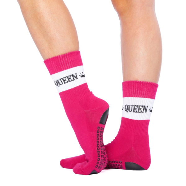 arebesk crew pilates queen pink grip socks