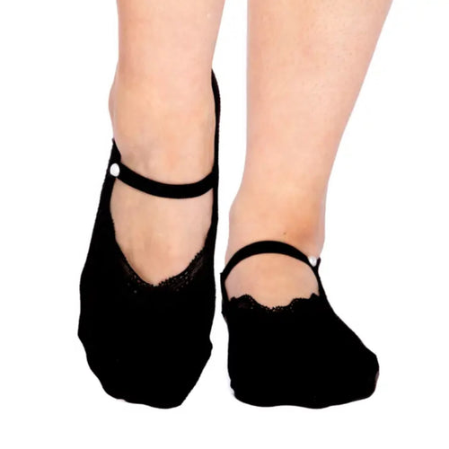 Arebesk Lace and Pearl Black Grip Socks 1