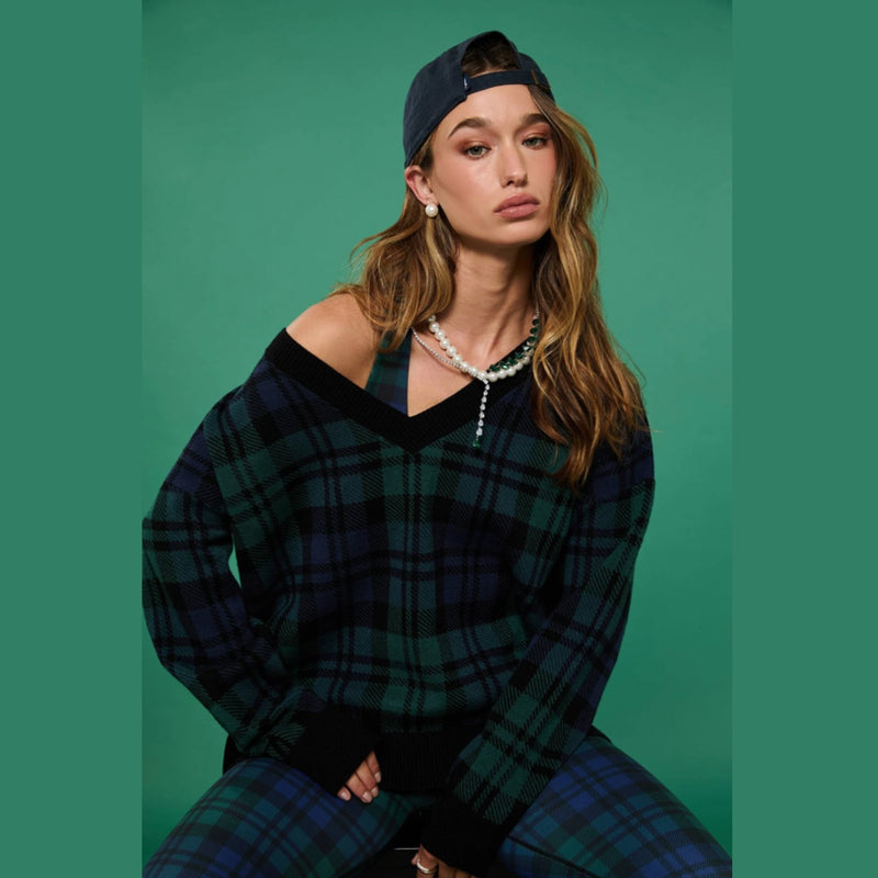 beach riot joey sweater wintergreen plaid