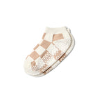 club martyn checkered ankle beige grip socks