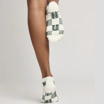 club martyn checkered ankle beige grip socks