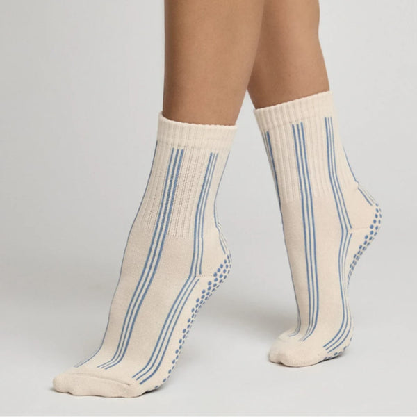 Club Martyn Pinstripe Crew Blue Grip Socks 3