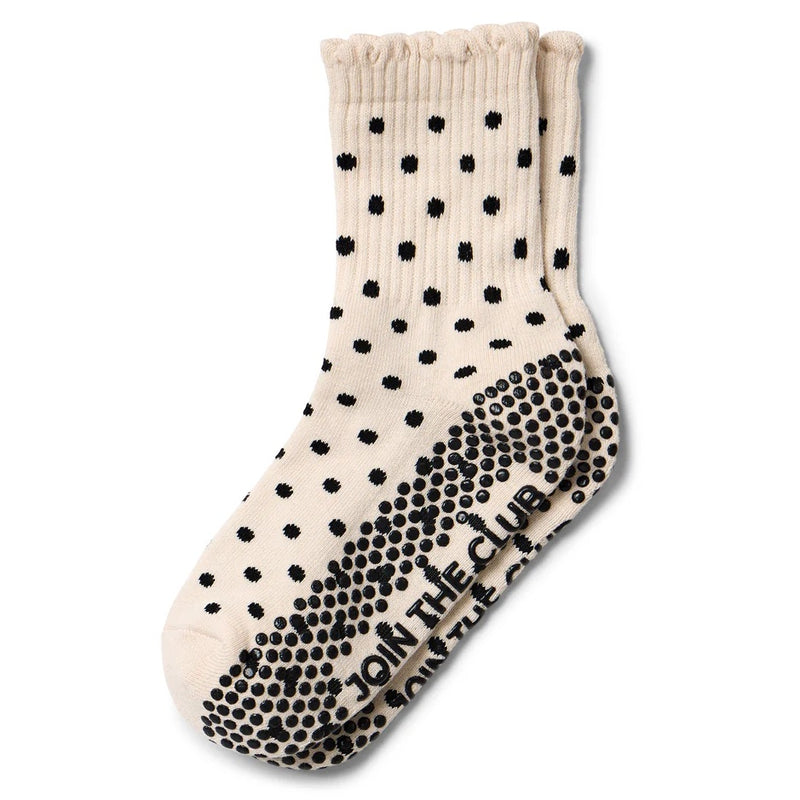 Club Martyn Scallop Edge Beige Spot Crew Grip Socks 1