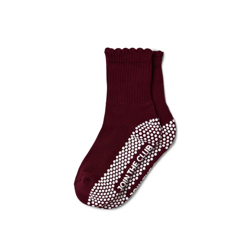 Club Martyn Scallop Edge Crew Maroon Grip Socks  1