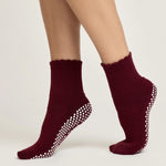 Club Martyn Scallop Edge Crew Maroon Grip Socks 2