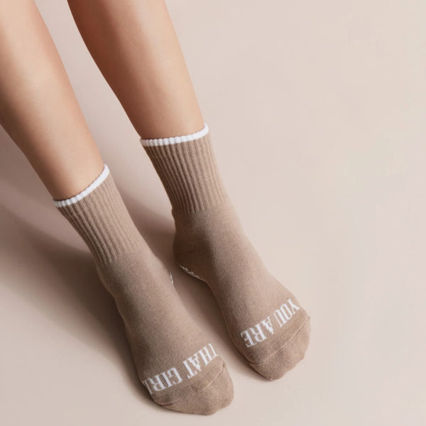 Club Martyn You Are That Girl Crew Grip Sock Beige