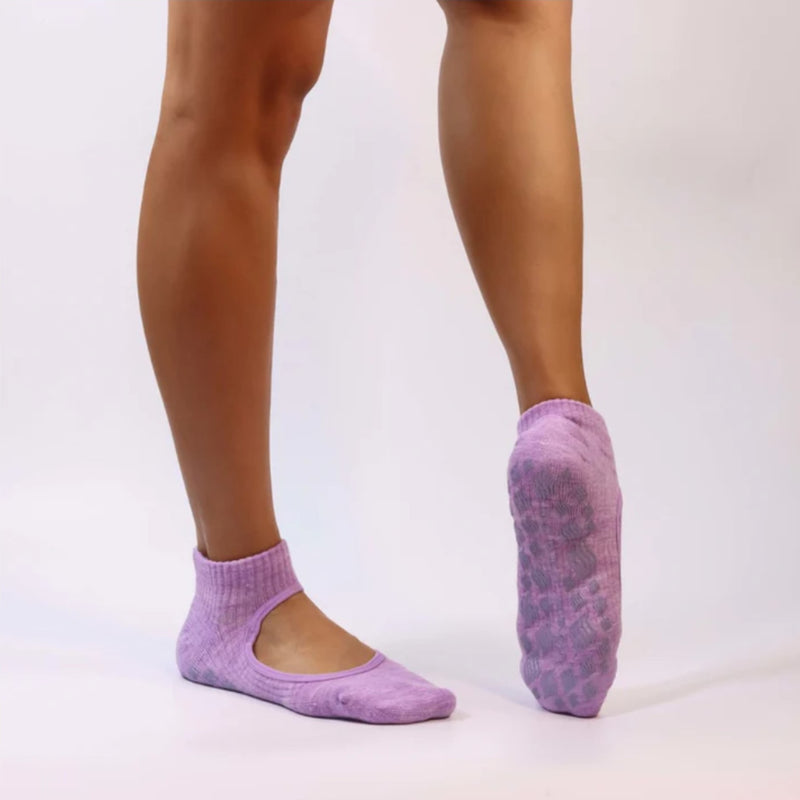 Core Chaud Ballet Grip Socks Heather Lavender with Purple Grips