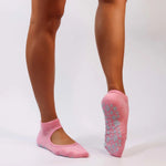 Core Chaud Ballet Grip Socks Heather Pink with Blue Grips