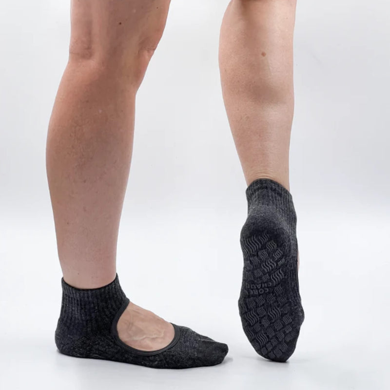 Core Chaud Ballet Grip Socks Heather Black with Black Grips