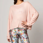 Emily Hsu Oversized Waffle Top Dusty Pink 1