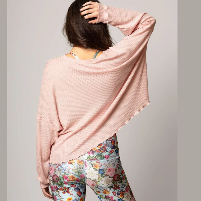 Emily Hsu Oversized Waffle Top Dusty Pink 2