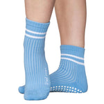 great soles Greer boyfriend crew blue white grip socks