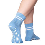 great soles Greer boyfriend crew blue white grip socks