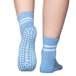 great soles Greer boyfriend crew blue white grip socks