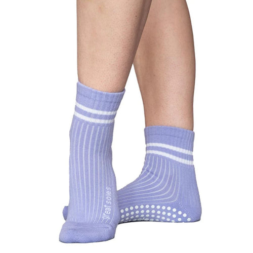 great soles Greer boyfriend crew lilac white grip socks