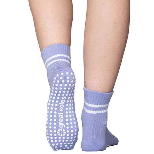 great soles Greer boyfriend crew lilac white grip socks