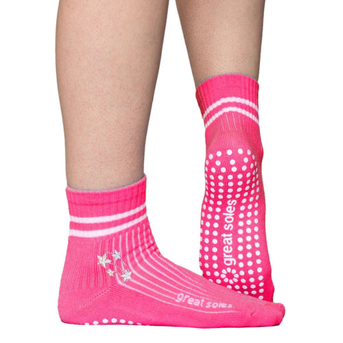 Great Soles Greer Crew Pink White Stars embroidery