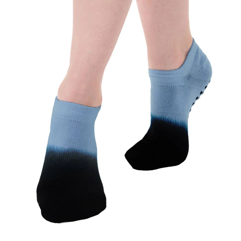 Tab Back Black Blue Ombre Grip Socks