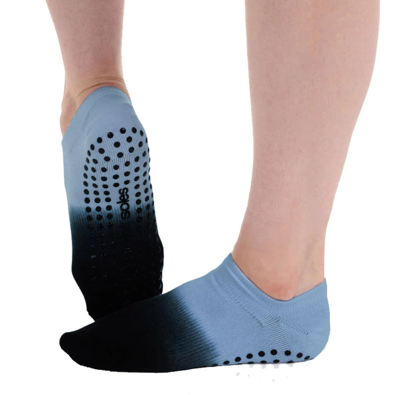 Tab Back Black Blue Ombre Grip Socks