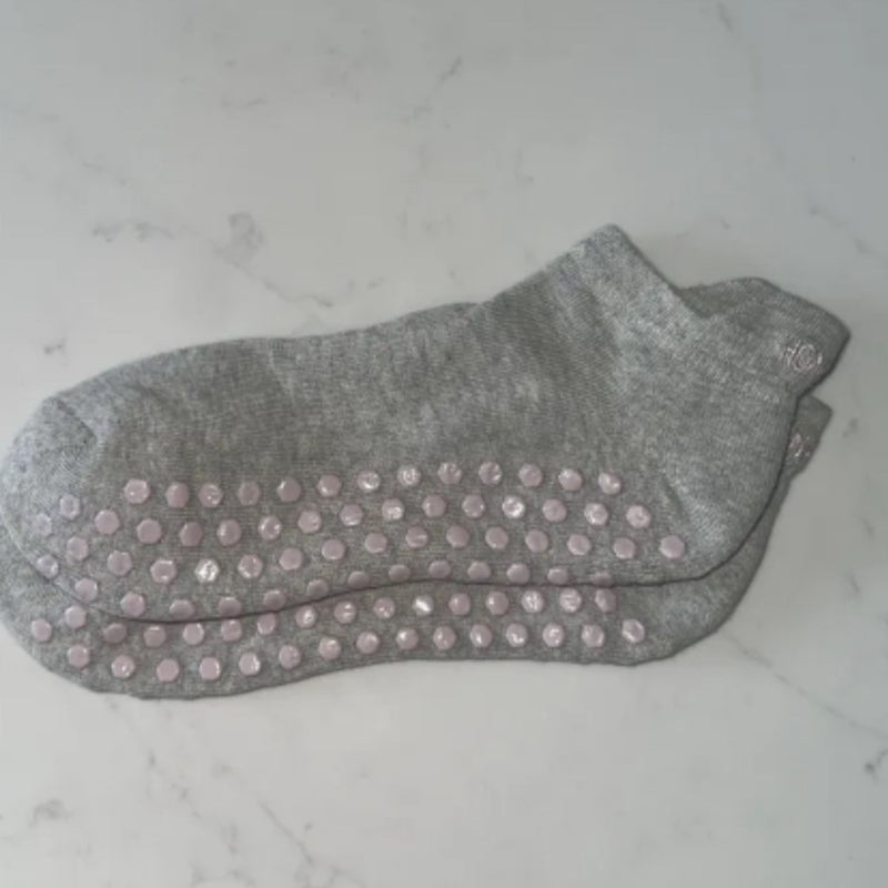 Honey Core Ankle Grip Socks Grey/Pink