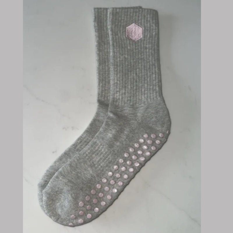 Honey Core Crew Grip Socks Grey/Pink