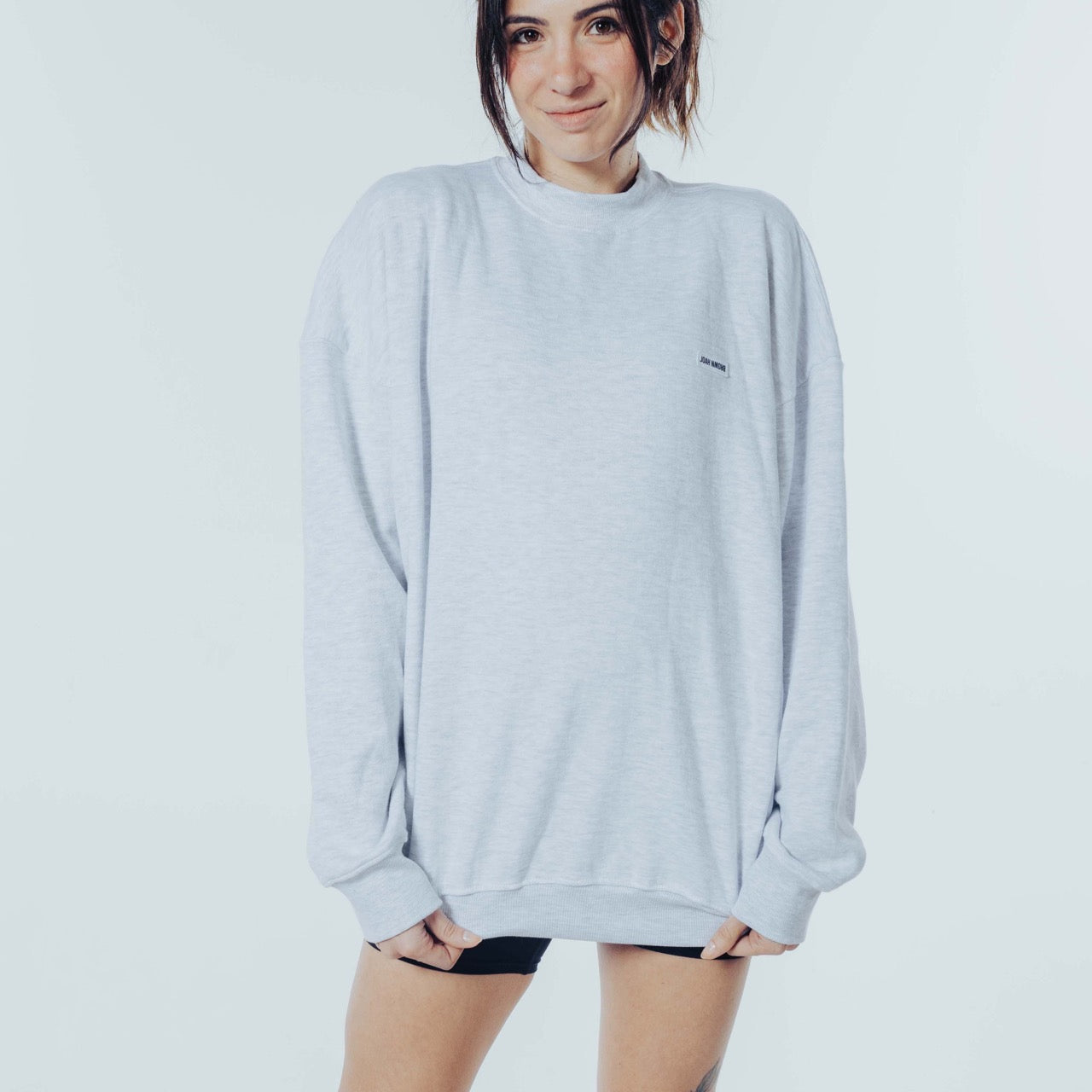 Classic Crew Pullover - Pearl Grey French Terry w/ Logo – JOAH BROWN