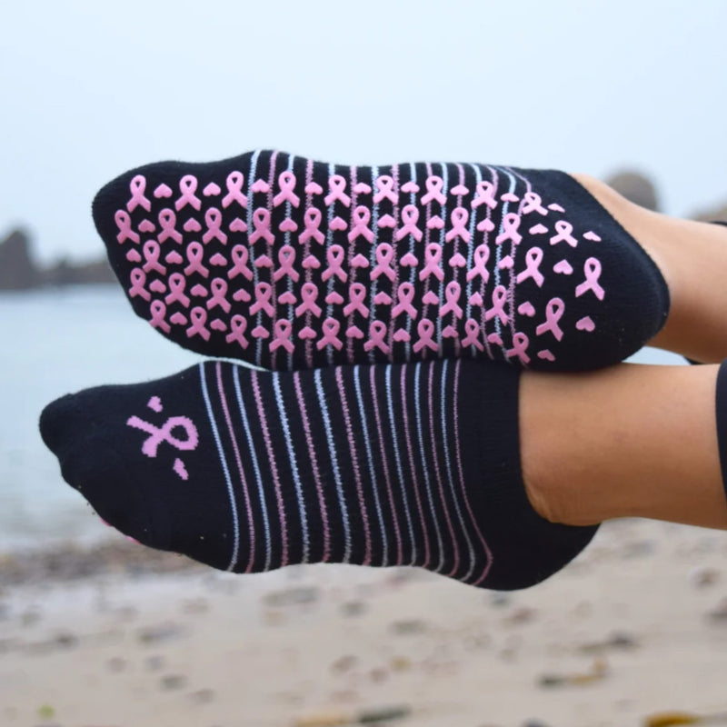 Life By Lexie Pink Ribbon Breast Cancer Sticky Grip Socks 2