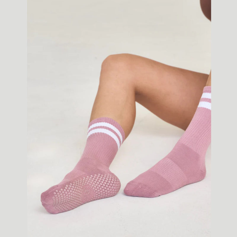 lucky honey dad sock grip mauve crew