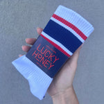 lucky honey lets go Usa crew grip socks