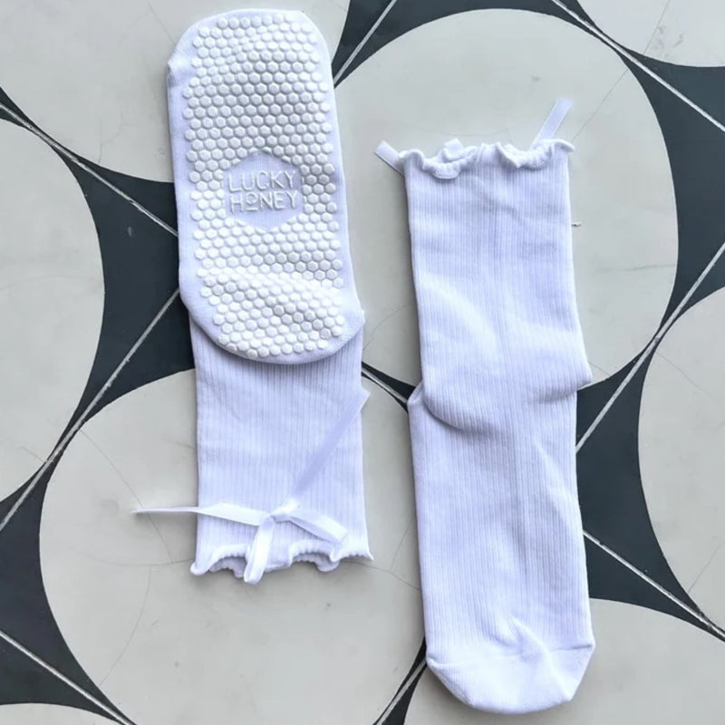 Juliet White Lucky Honey grip socks