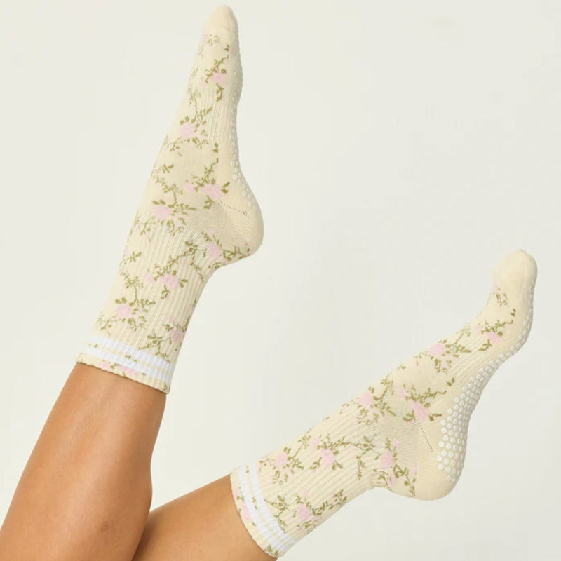 Lucky Honey Vintage Rose Grip Socks