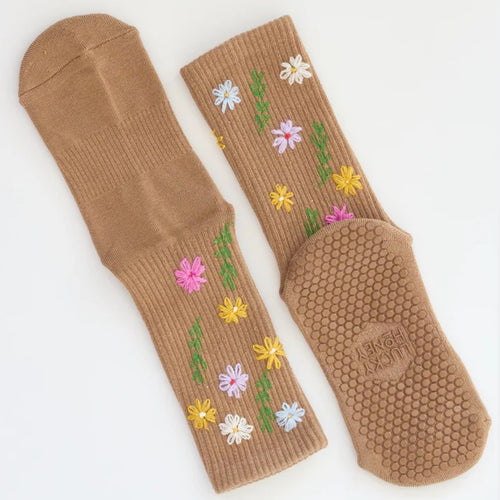 Lucky Honey Grip Sock Wild Flower Multi Tan