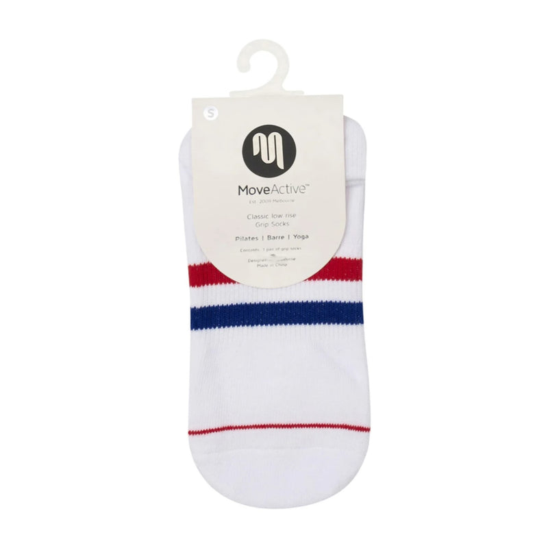 MoveActive Classic Low Rise Polo Stripe White Grip Socks 