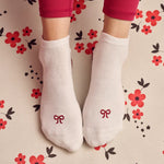 Classic Low Rise Grip Socks - Whimsy Bow (Barre / Pilates)