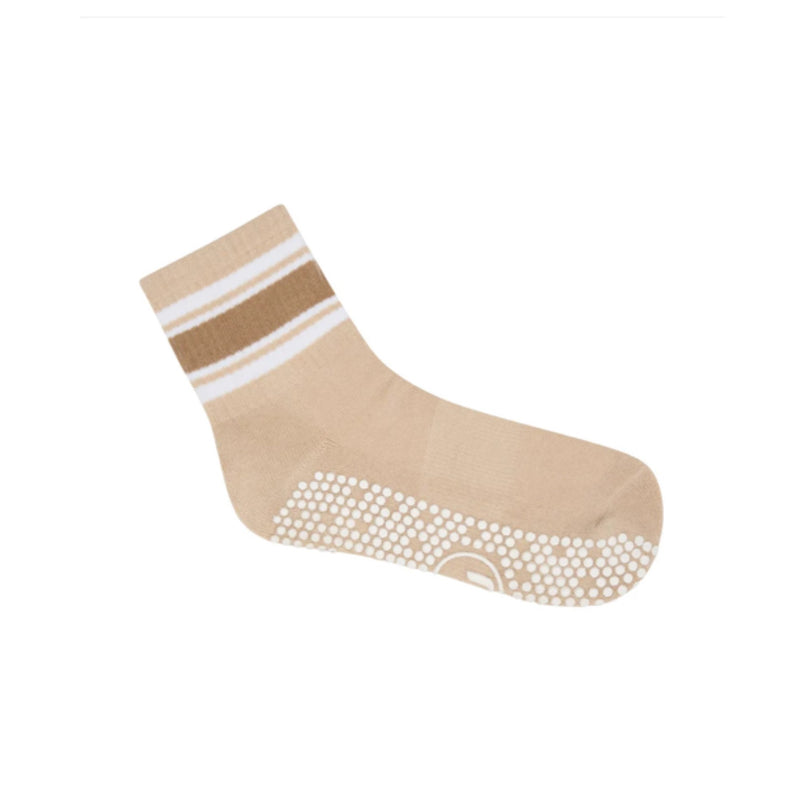 move active crew beige stripes grip socks