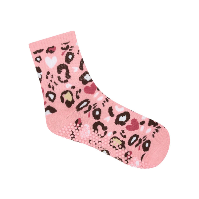 move active crew cheetah heart grip socks