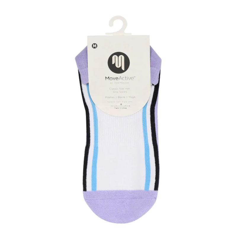 Move Active Crew Grip Socks Fluid White & Purple