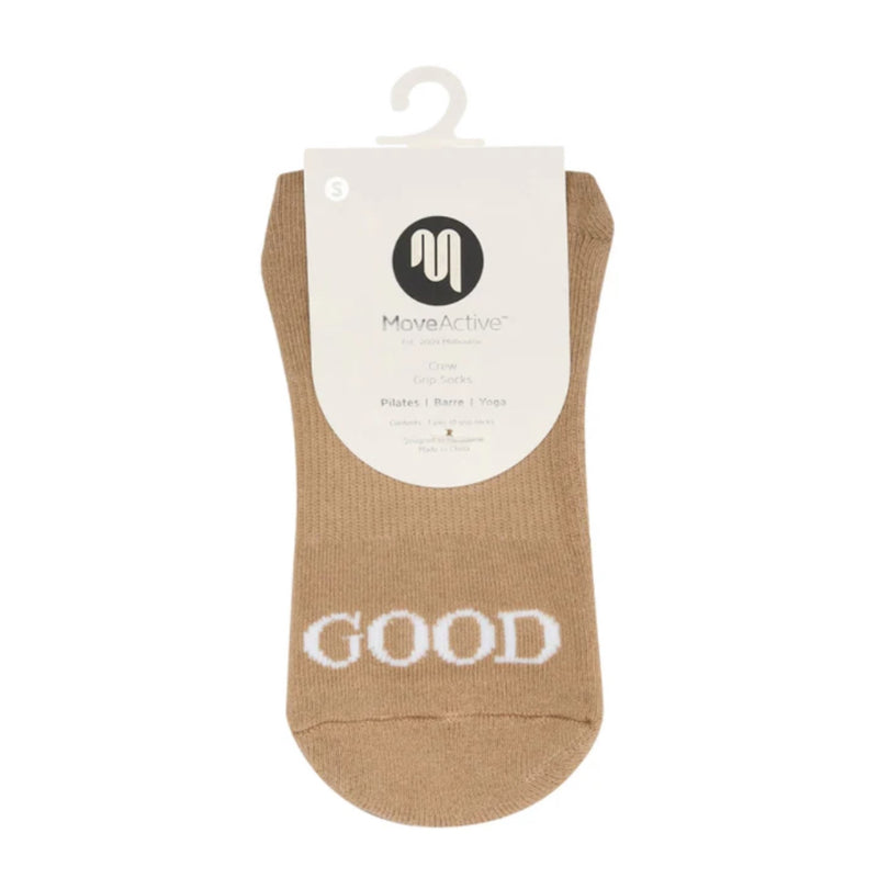 Move Active Crew Grip Socks Good Day Beige