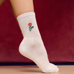 Move Active Crew Vintage Rose White Grip Socks 1