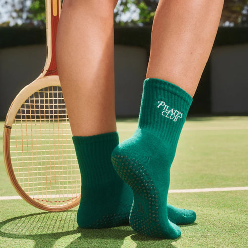 move active crew pilates club emerald grip socks